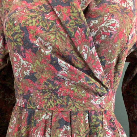 ❗️SOLD❗️80s Laura Ashley Leaf Print Long Sleeve Dress - Picture 5 of 14